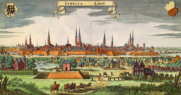 View of the City of L??beck de Matthäus Merian el Viejo