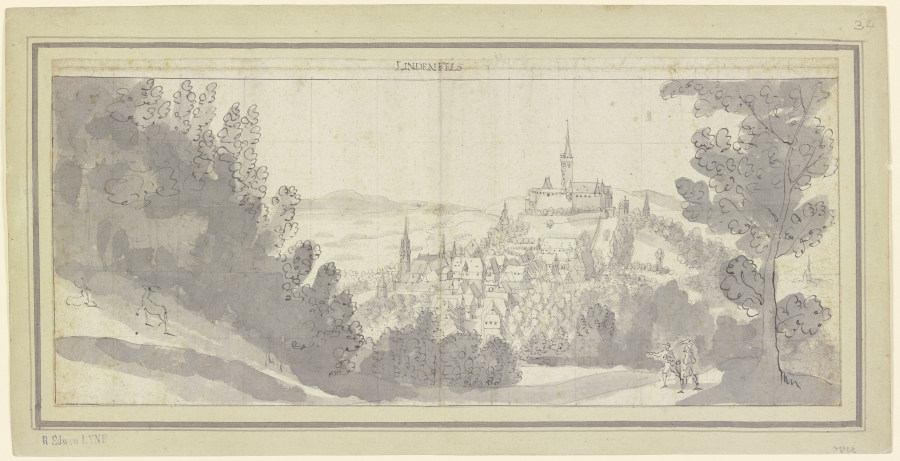 Blick auf Stadt und Burg Lindenfels im Odenwald de Matthäus Merian d. Ä.