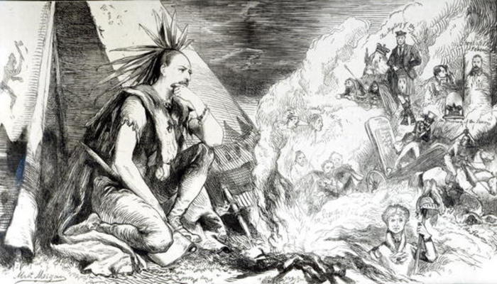 'Pictures in the Fire', cartoon from 'Tomahawk' magazine, August 24th 1867 (litho) (b/w photo) de Matthew "Matt" Somerville Morgan
