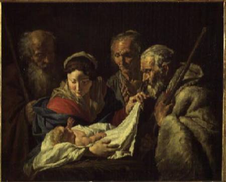 Adoration of the Infant Jesus de Matthias Stomer