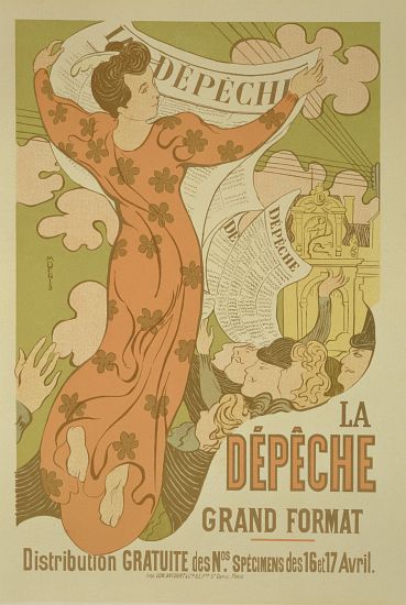 Reproduction of a poster advertising 'La Depeche de Toulouse' newspaper de Maurice Denis