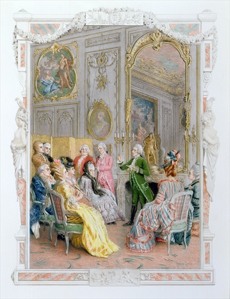 A Literary Soiree, 1890 (colour litho)  de Maurice Leloir