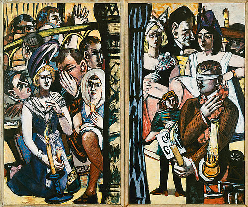Blind mans bluff (Blinde Kuh). Right and left panel of the triptych. 1945 de Max Beckmann