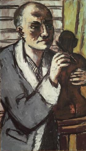 Self-portrait with grey dressing gown