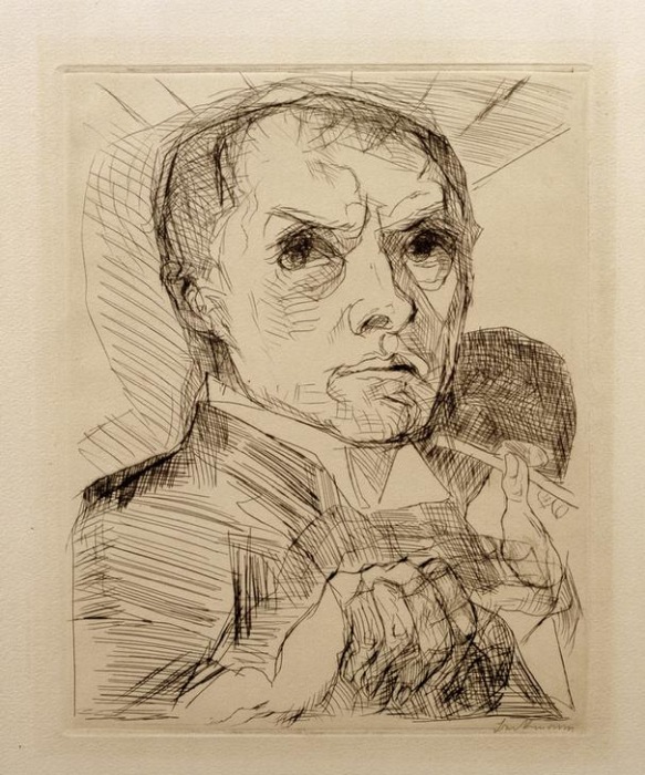 Self-portrait with a handle de Max Beckmann