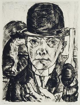 Selfportrait with stiff hat. Third State. 1921