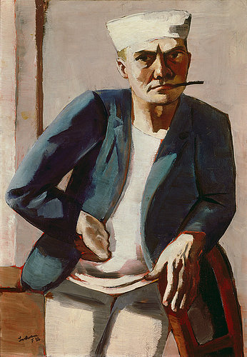 Self portrait with white cap. 1926 de Max Beckmann
