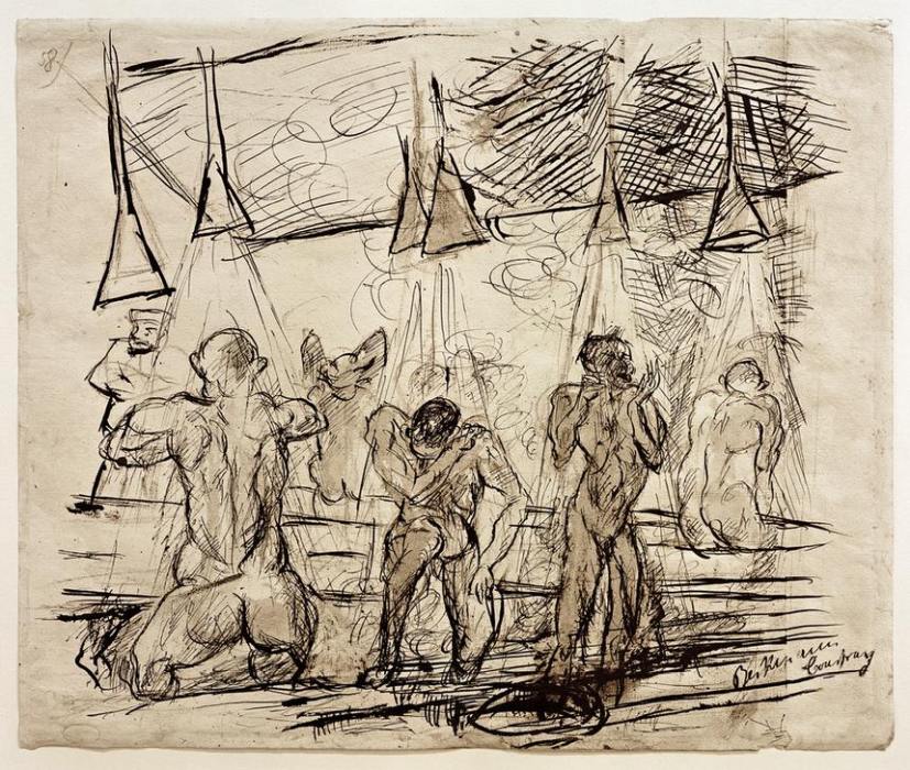 Soldatenbad – duschende Soldaten de Max Beckmann
