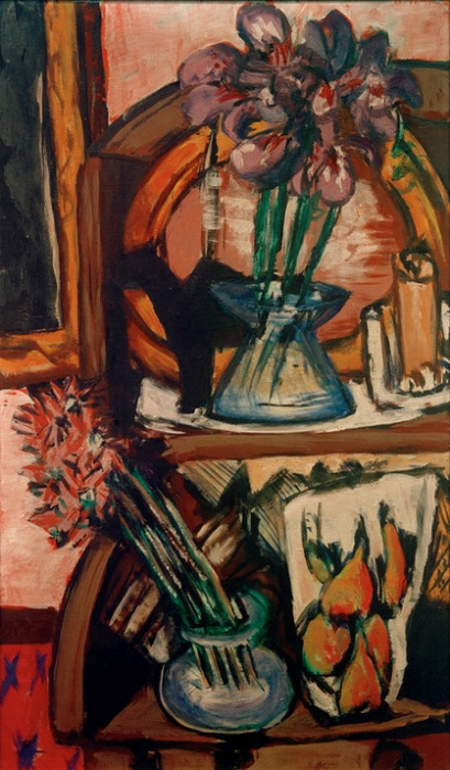 Still life with two flower vases de Max Beckmann