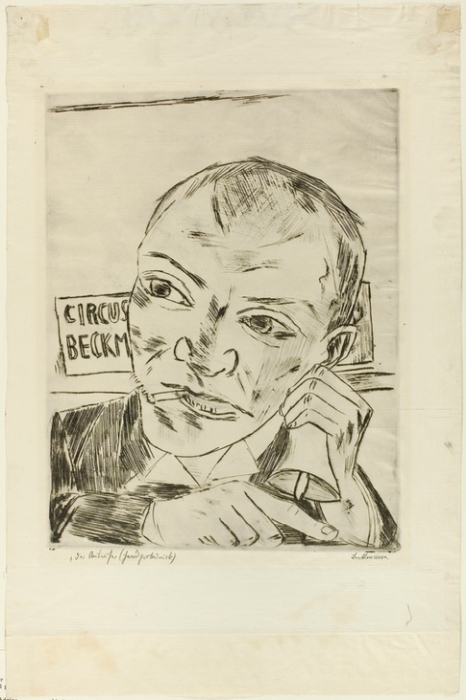 The Barker (Self-Portrait), plate one from Der Jahrmarkt de Max Beckmann