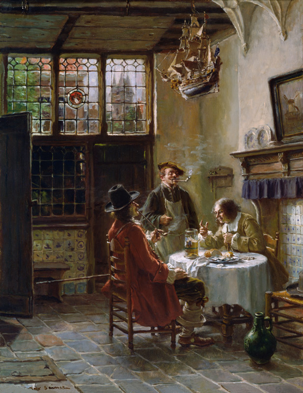 Lively conversation in old Dutch interior de Max Gaisser