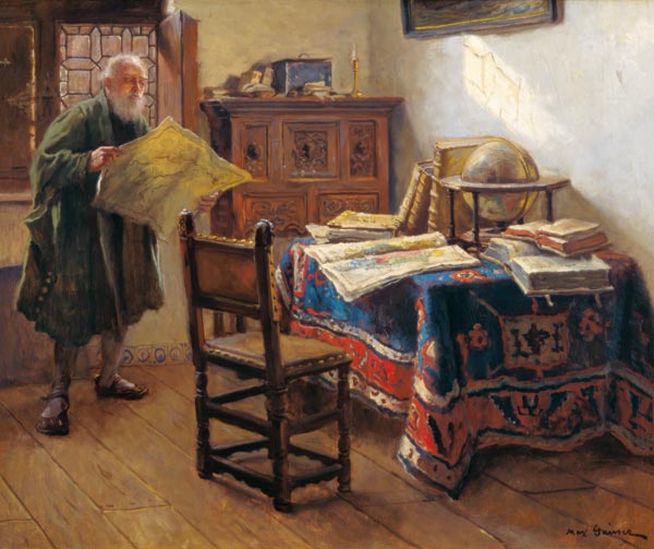 A geographer in his studying room de Max Gaisser