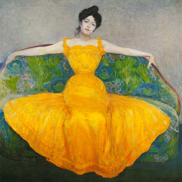 Mujer en vestido amarillo de Max Kurzweil