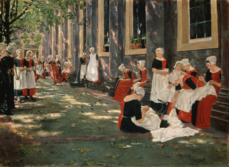 The Courtyard of the Orphanage in Amsterdam: Free Period in the Amsterdam Orphanage de Max Liebermann