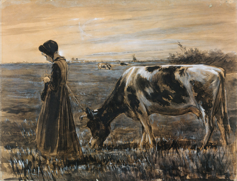Girl with cow de Max Liebermann