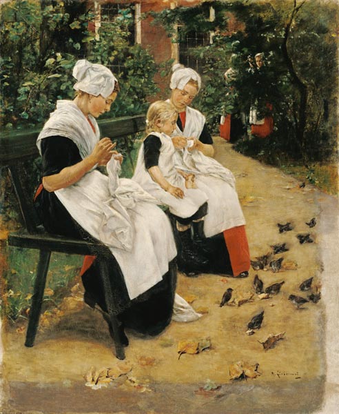 Amsterdam Orphans in the Garden, 1885 (oil on canvas) de Max Liebermann