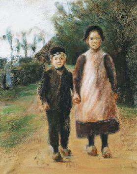 Boy and Girl on a Village Street