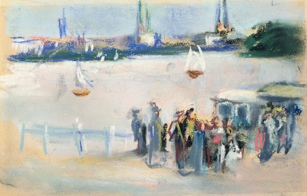 View of the Aussenalster, 1909 (pastel on paper) de Max Liebermann