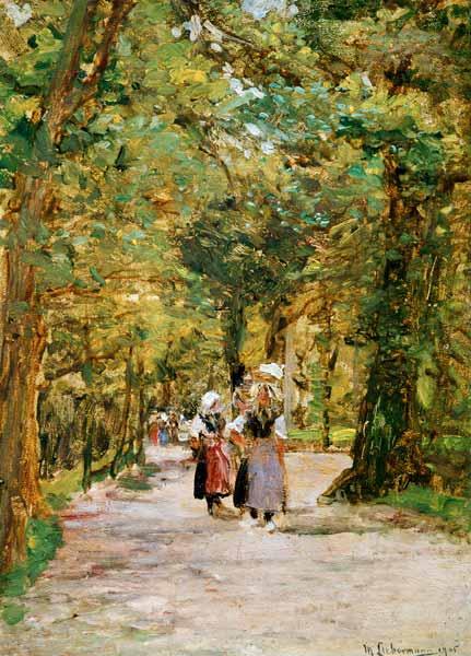 Laundry grooves in the greenery de Max Liebermann