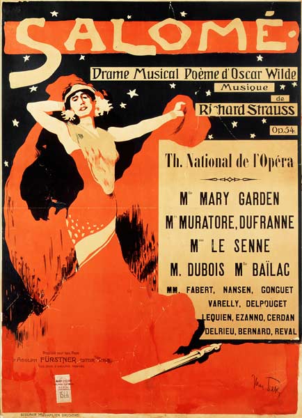 Poster advertising 'Salome', opera by Richard Strauss de Max Tilke