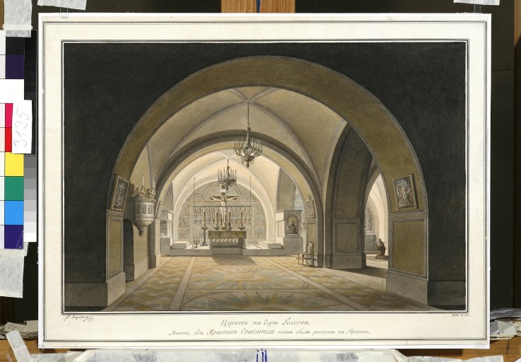 Interior of the Church of the Holy Sepulchre at the site of Golgotha de Maxim Nikiforowitsch Worobjew