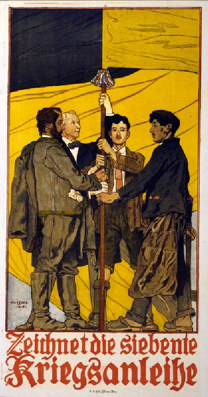 Austrian Fund Raising Campaign "Zeichnet die siebente Kriegsanleihe" pub. 1917 (colour lithograph) de Maximilian Lenz