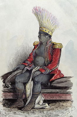 King Temoana on the island of Nuka-Hiva dressed in the uniform of a French colonel, c.1841-48 ( pen, de Maximilien Radiguet