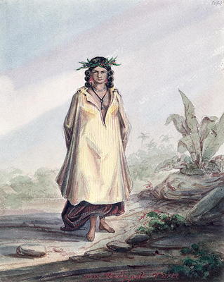 Young woman of Tahiti, c.1841-48 (pen, ink and w/c on paper) de Maximilien Radiguet