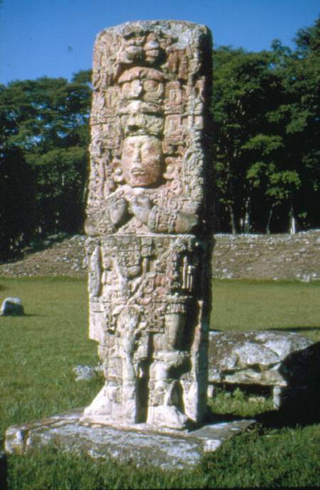 Stele of King in Grand Plaza de Mayan