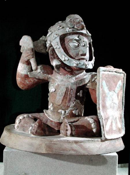 Urn lid with a figure of a warrior, from Guatemala, Classic Period de Mayan