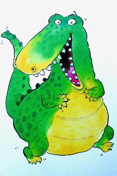 Happy Crocodile (w/c & ink on paper)  de Maylee  Christie