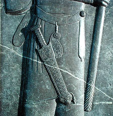 Carving of Xerxes' weapon bearer's sword, relief in the Audience Hall at Persepolis de Median School