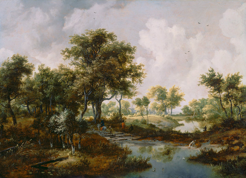A Wooded Landscape de Meindert Hobbema
