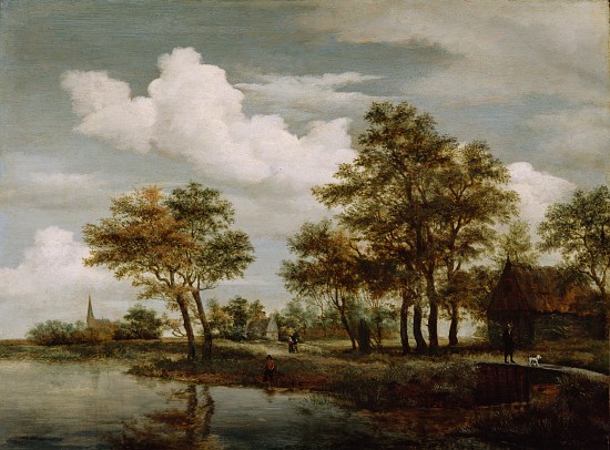 A River Scene de Meindert Hobbema