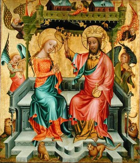 The Crowning of the Virgin, from the right wing of the Buxtehude Altar de Meister Bertram