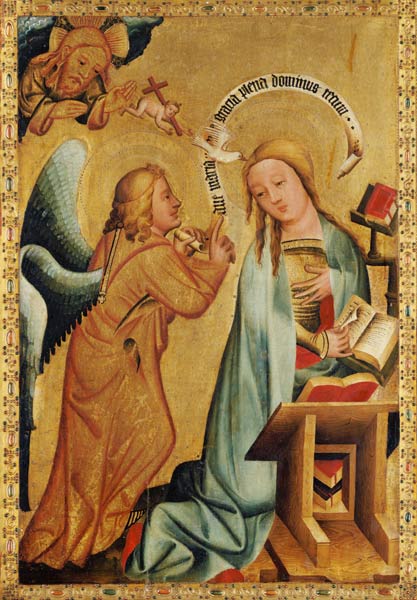 The Annunciation from the High Altar of St. Peter's in Hamburg, the Grabower Altar de Meister Bertram