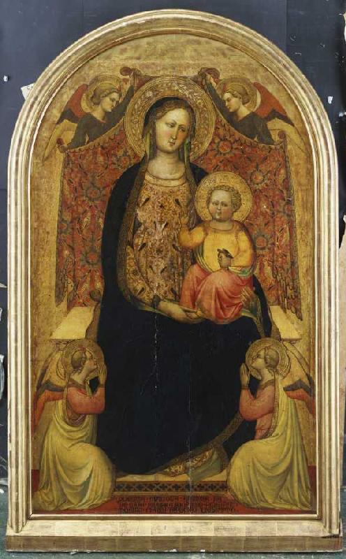 Madonna el el trono con cuatro ángeles de Meister der hl.Verdiana