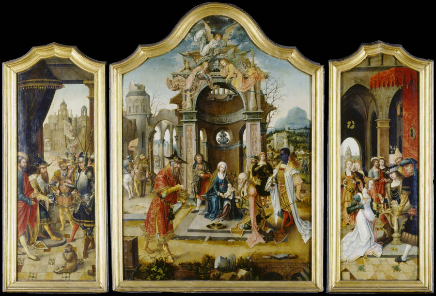 Triptych with the Adoration of the Magi and Old Testament Scenes de Meister der von Grooteschen Anbetung