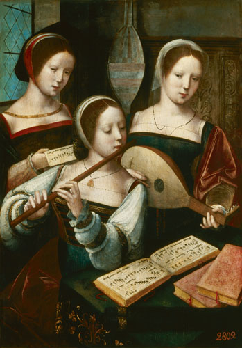 Mujeres tocando música de Meister der weibl.Halbfiguren