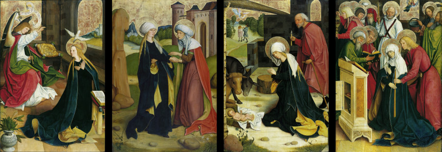 Pfullendorf Altarpiece: Annunciation, Visitation, Nativity, Death of the Virgin de Meister des Pfullendorfer Altars