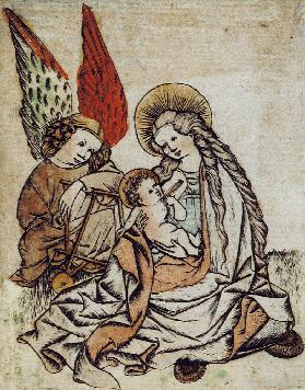 María con el niño y un ángel