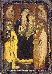 Madonna auf dem Thron mit den Hll. Peter und Paul. de Meister d.San Jacopo a Mucciana
