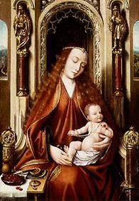 La virgen con el niño en el trono de Meister vom Heiligen Blut