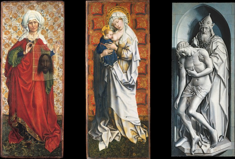 The Flémalle Panels: St. Veronica with the Veil, Madonna Breastfeeding, The Trinity de Meister von Flemalle