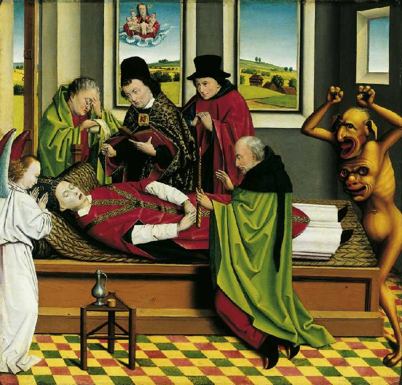Innenseite eines Altarflügel: Tod des Hl de Meister vom Tod des Heiligen Nikolaus von Münster