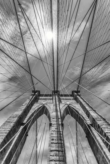 CIUDAD DE NUEVA YORK Puente de Brooklyn im Detalle | Monochrom