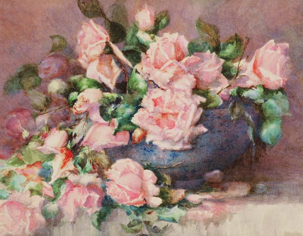 A Bowl of Pink Roses de Melicent Grose