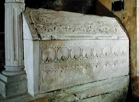 The cenotaph of Abbess Theodechilde in the funerary crypt de Merovingian