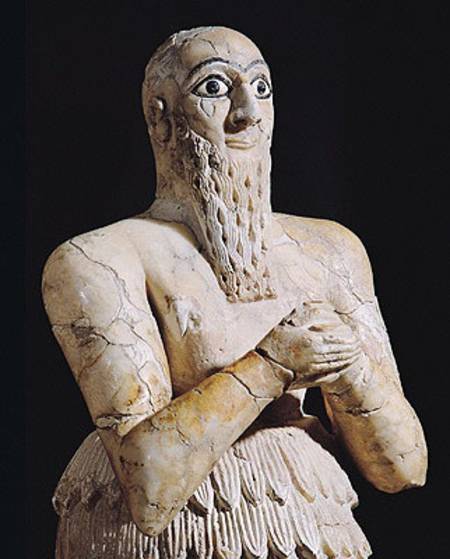 Detail of a statue of Itur-Shamagen, King of Mari, at prayer, from Mari, Middle Euphrates de Mesopotamian