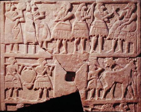 Votive plaque depicting an offering scene, from Diyala, Early Dynastic Period de Mesopotamian